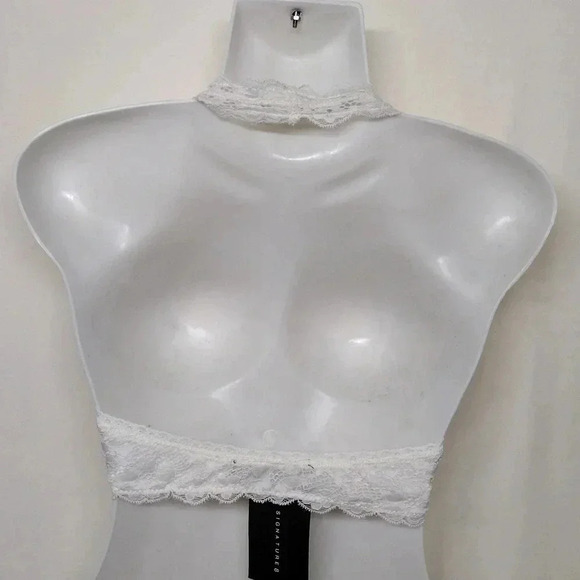 Signature8 Halter Bralette White Lace New Small - Picture 5 of 7